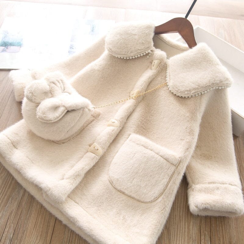 Women's Children's Fur Coat + Bag