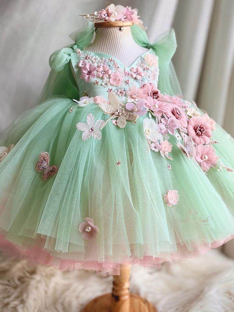 Enchanted Garden Green Children's Party Dress