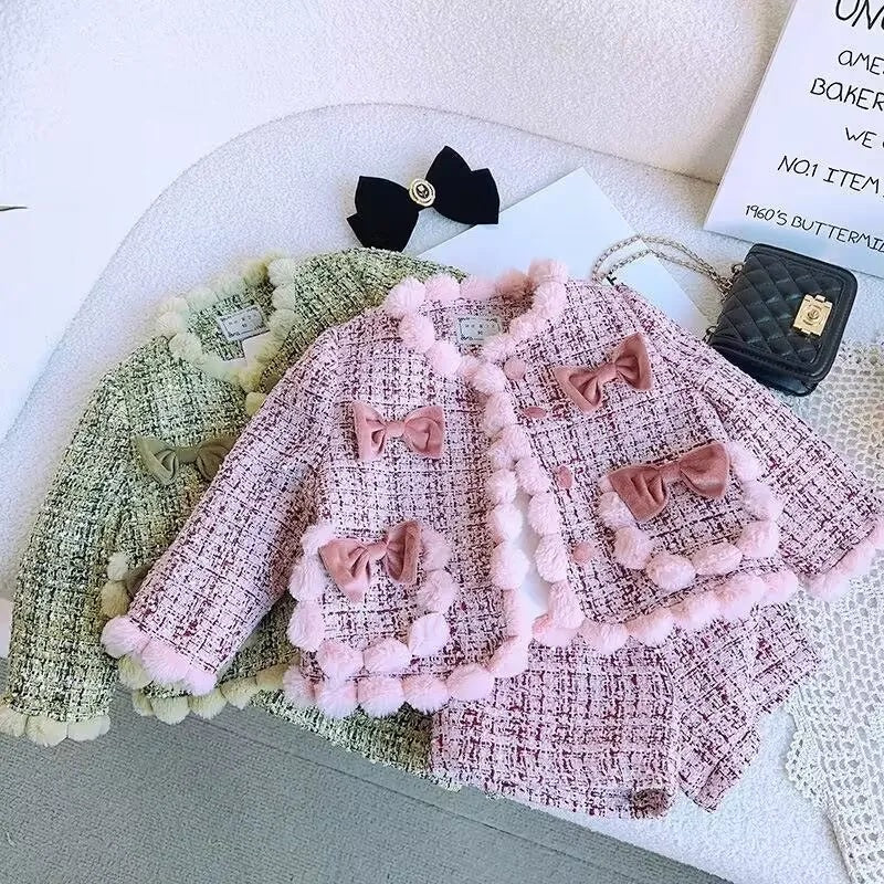 Children's coat set with bows