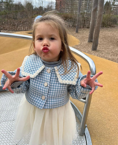 Children's Dress + Cardigan + Turtleneck and Tulle Bag