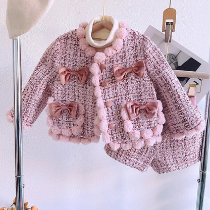 Children's coat set with bows