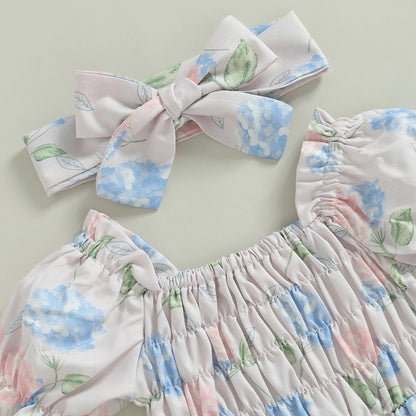 Vintage floral baby dress + headband