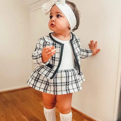 Children's black and white plaid set