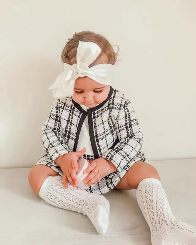 Children's black and white plaid set