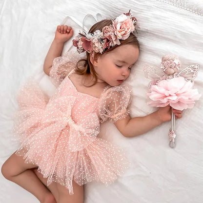 Delicate children's dress with tulle + headband