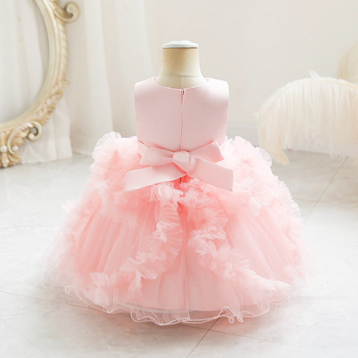 Children's Party Dress Tulle Skirt Flowers