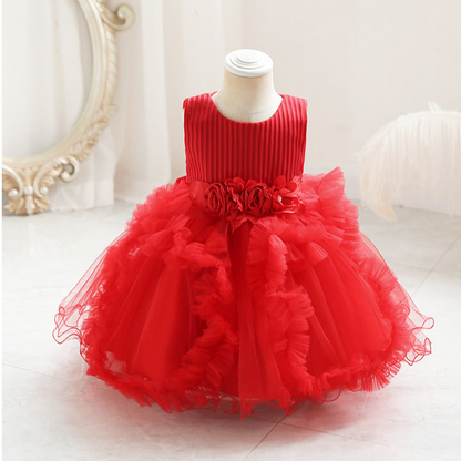 Children's Party Dress Tulle Skirt Flowers