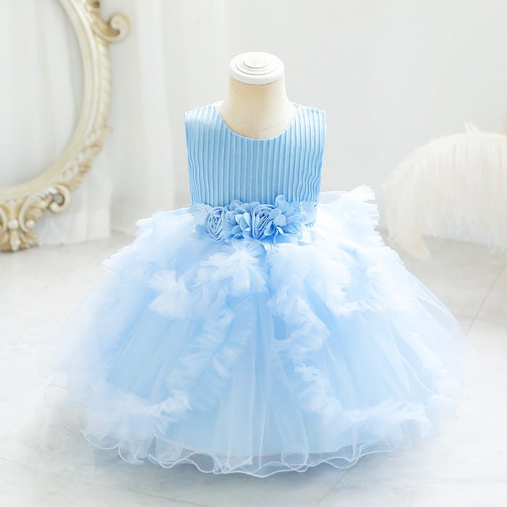 Children's Party Dress Tulle Skirt Flowers