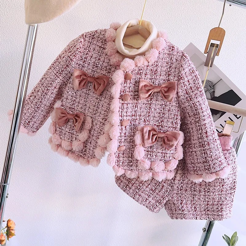 Children's coat set with bows