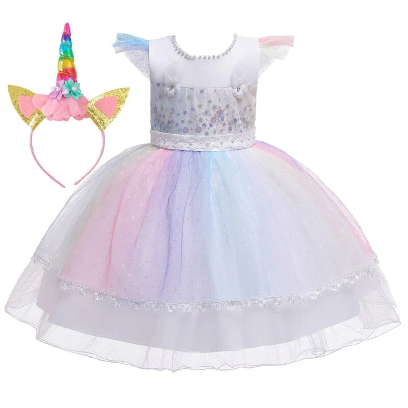 Children's Party Dress + Unicorn Tiara