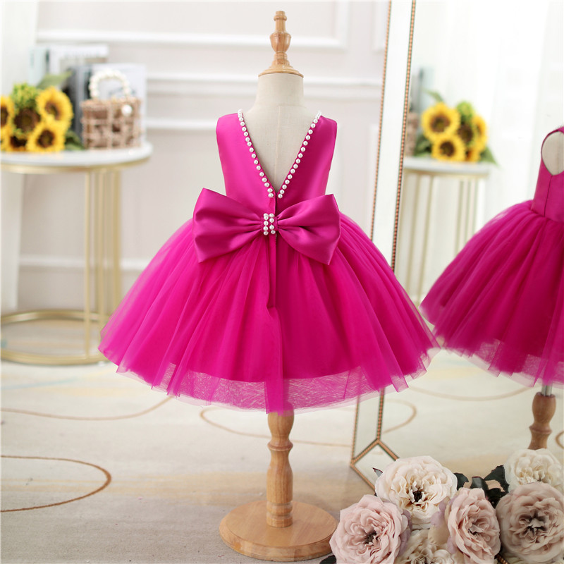 Children's Pink Bow Party Dress