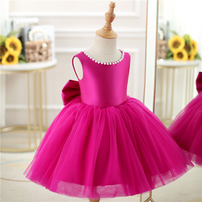 Children's Pink Bow Party Dress