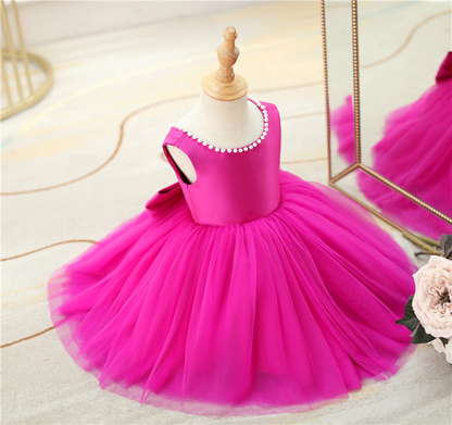 Children's Pink Bow Party Dress