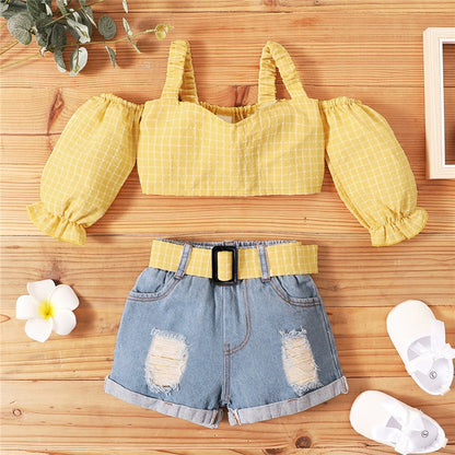 Children's set yellow top with shorts