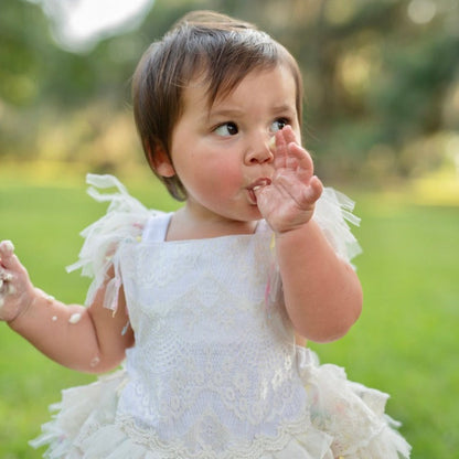 Children's Bodysuit White Lace