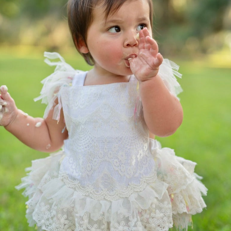 Children's Bodysuit White Lace