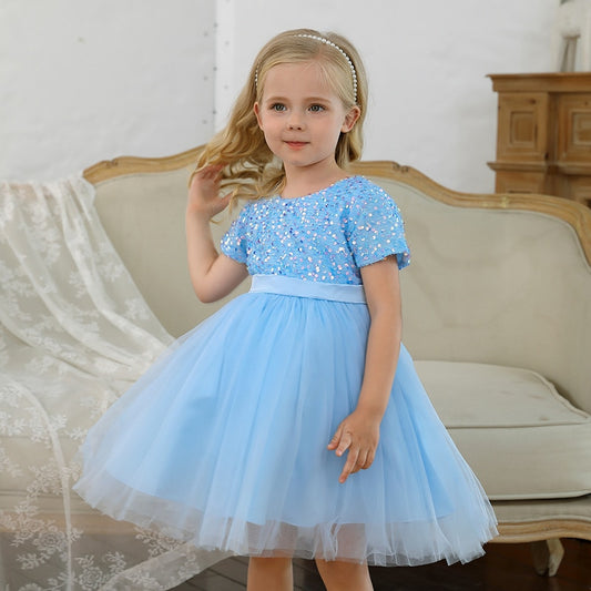 Children's Party Dress with glitter and tulle skirt