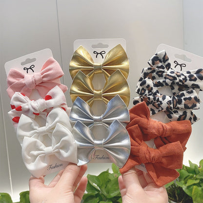 4Pcs/set Lily Embroidery Bowknot Hair Clips