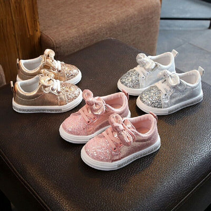 Children's Feminine Shiny Sneakers