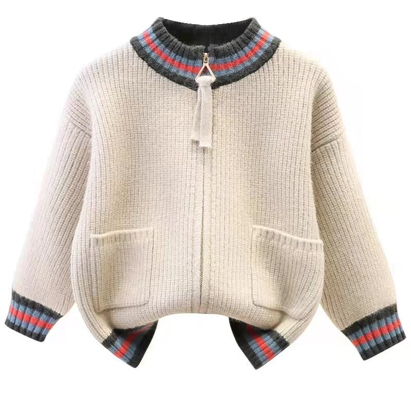 Boys spring New Children Boys Foreign Style Spring And Autumn Wool Knit Cardigan Korean Sweater Coat