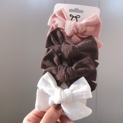 4Pcs/set Lily Embroidery Bowknot Hair Clips