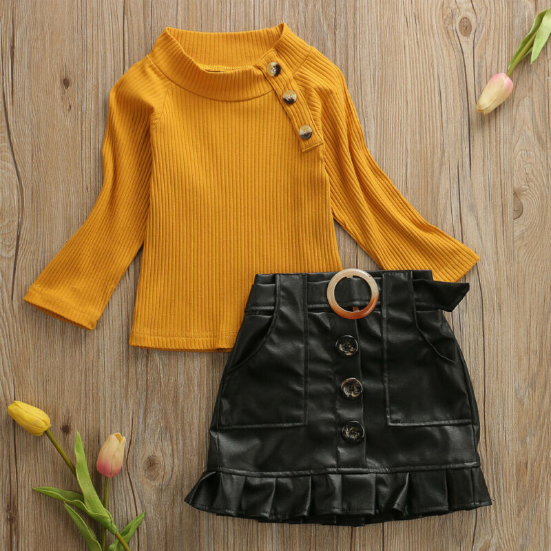 Children's set with skirt and yellow blouse