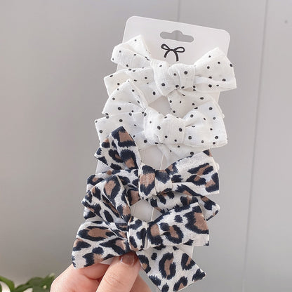 4Pcs/set Lily Embroidery Bowknot Hair Clips