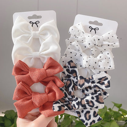 4Pcs/set Lily Embroidery Bowknot Hair Clips