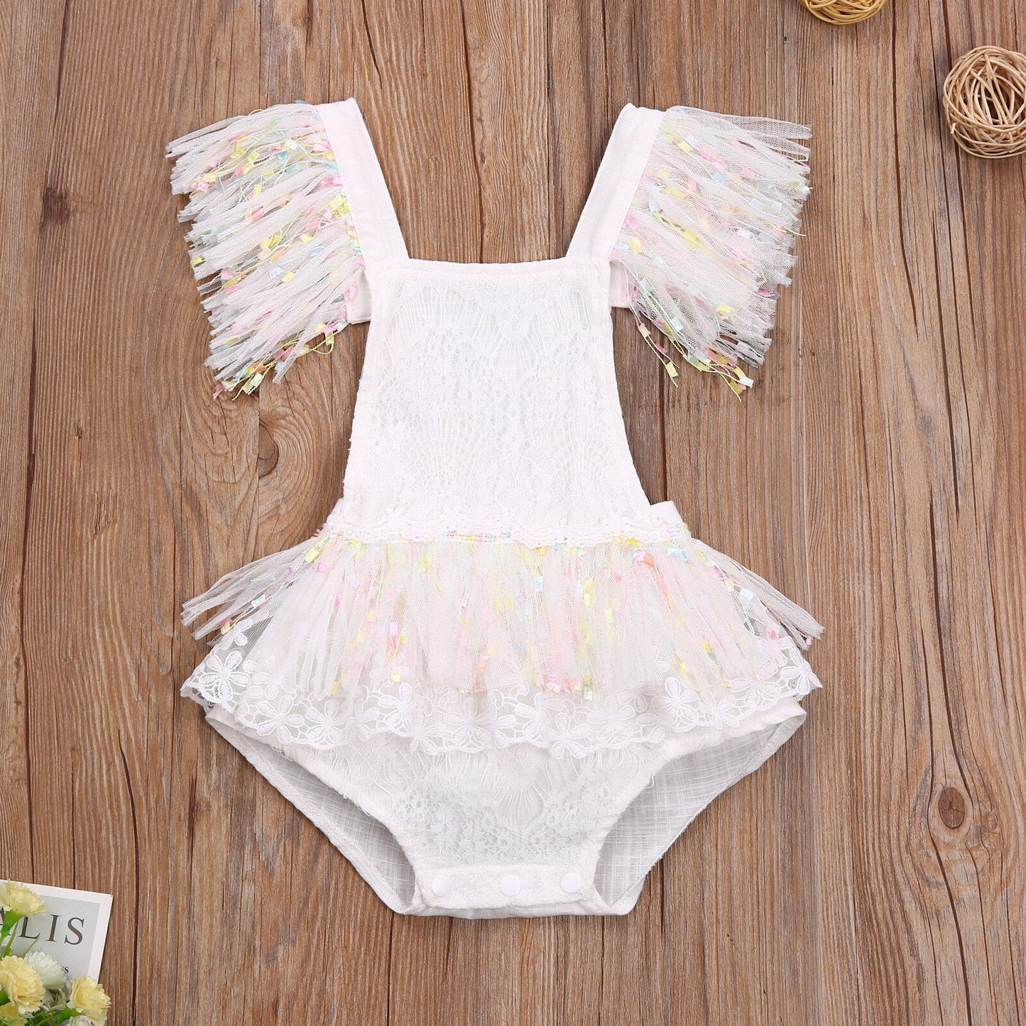 Children's Bodysuit White Lace