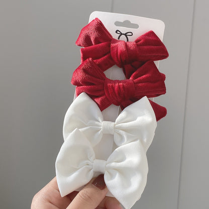 4Pcs/set Lily Embroidery Bowknot Hair Clips