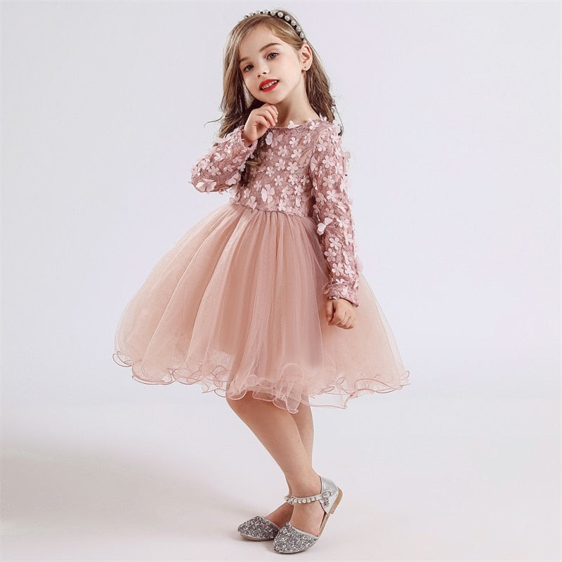 Children's Flower Design Princess Dress