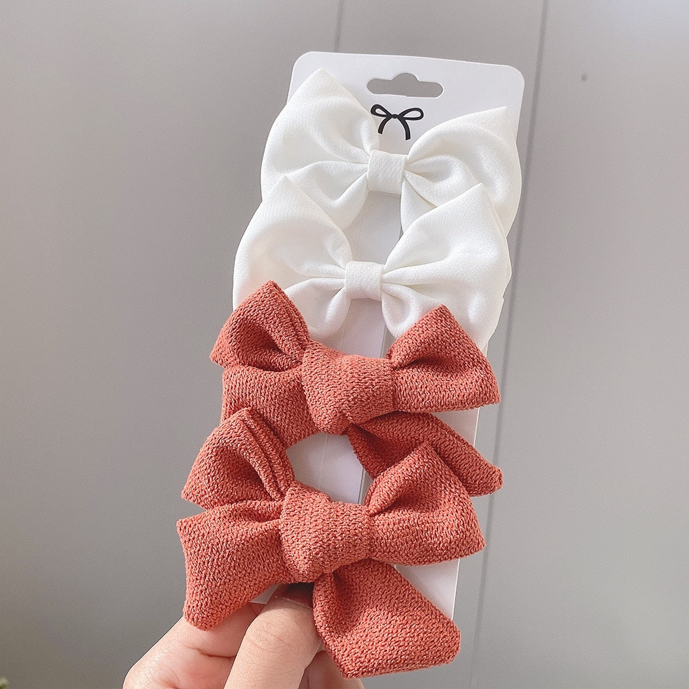 4Pcs/set Lily Embroidery Bowknot Hair Clips