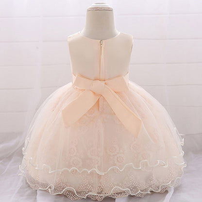 Children's Party Dress Floral Lace and Bow