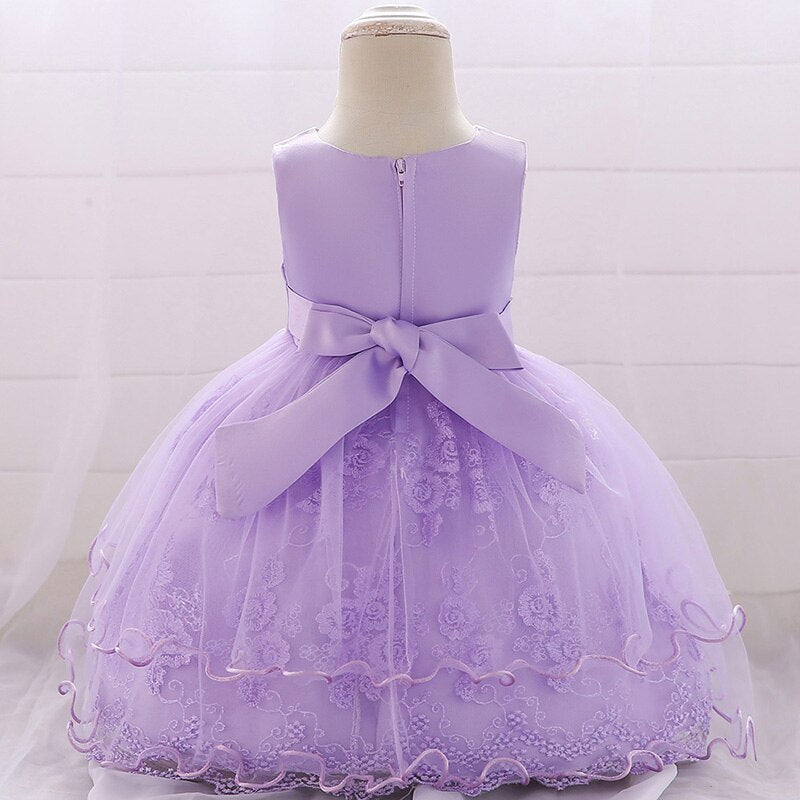 Children's Party Dress Floral Lace and Bow