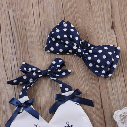 Anchors Tops Shirt Polka Dot Briefs Head Band 3pcs