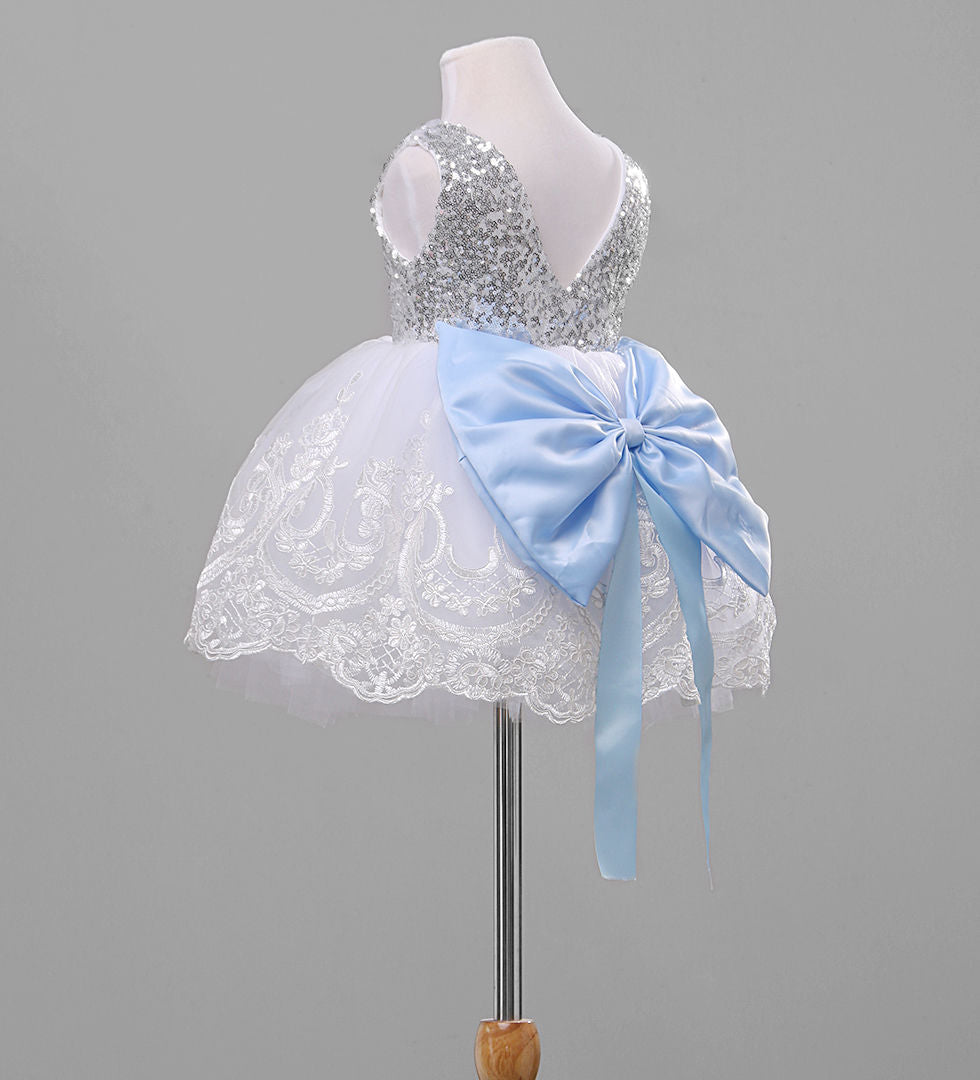 White Dress with Blue Bow