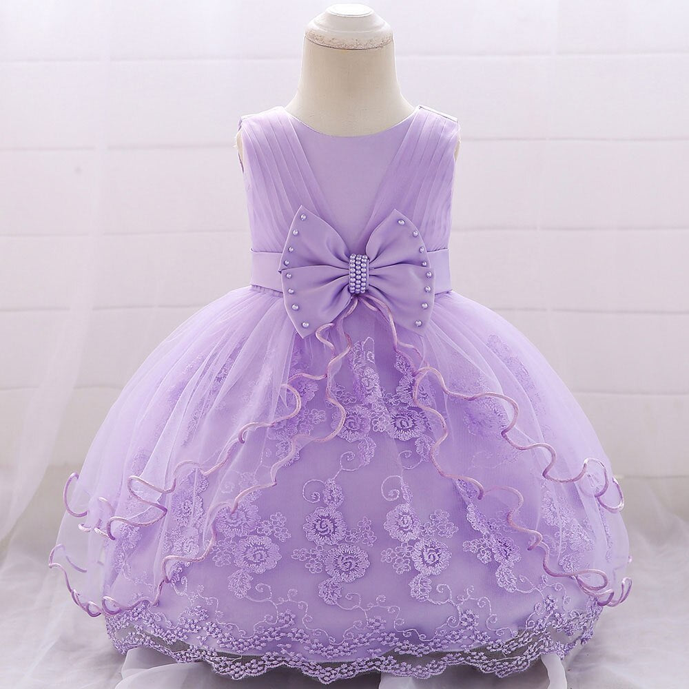 Children's Party Dress Floral Lace and Bow