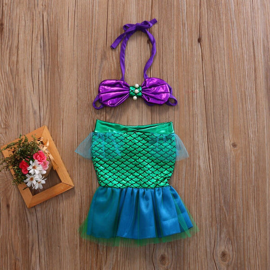 Chiffon Scales Set Costume Bikini Swimwear Swimsuit Outfits Dress