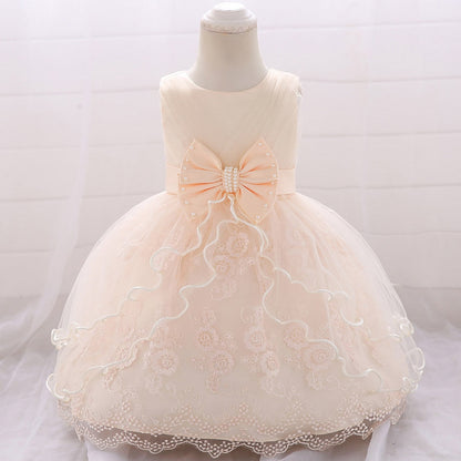 Children's Party Dress Floral Lace and Bow