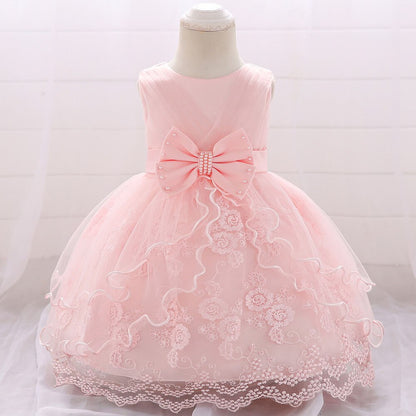 Children's Party Dress Floral Lace and Bow