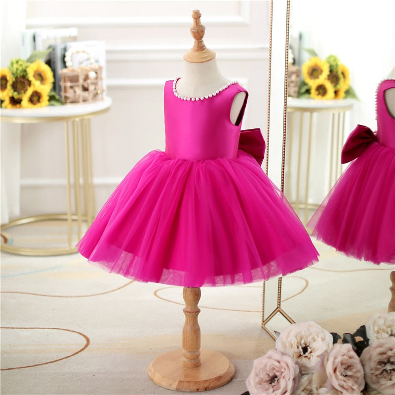 Children's Pink Bow Party Dress