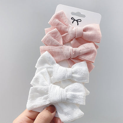 4Pcs/set Lily Embroidery Bowknot Hair Clips