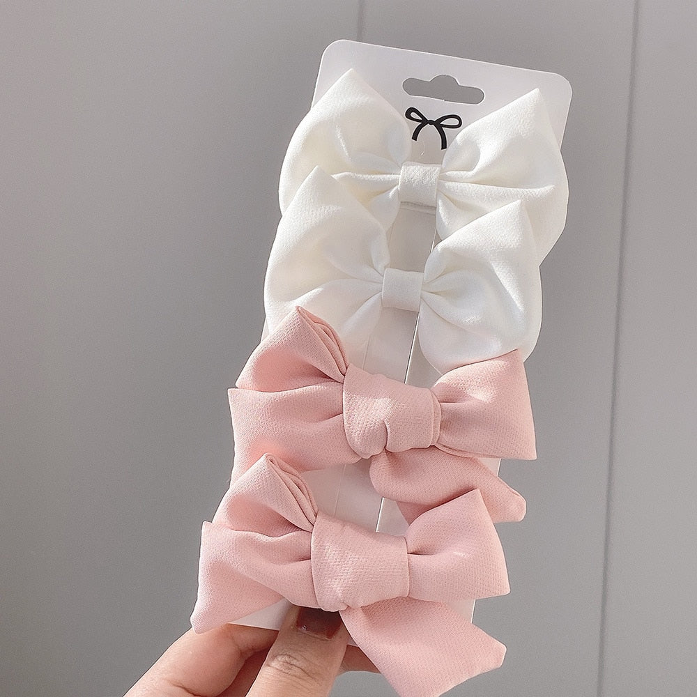 4Pcs/set Lily Embroidery Bowknot Hair Clips