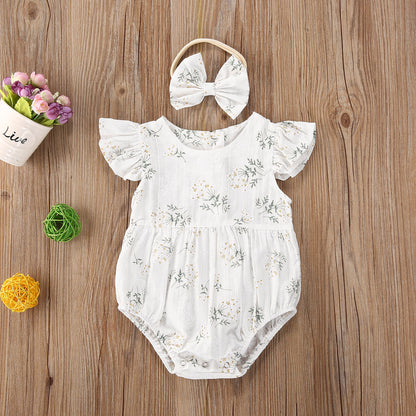 Baby Bodysuit with flowers + headband