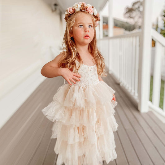 Children's Dress With Tulle Tiered Skirt