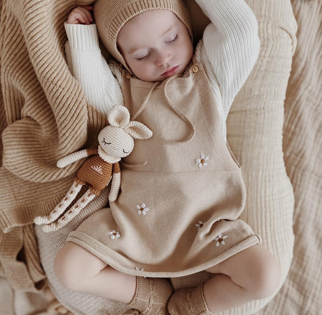 Beige baby dress with flowers