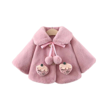 Strawberry Wool Sweater Shawl Coat