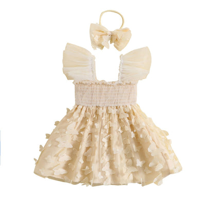 Butterfly Princess Tulle Dress and Headband for Party Summer Clothes