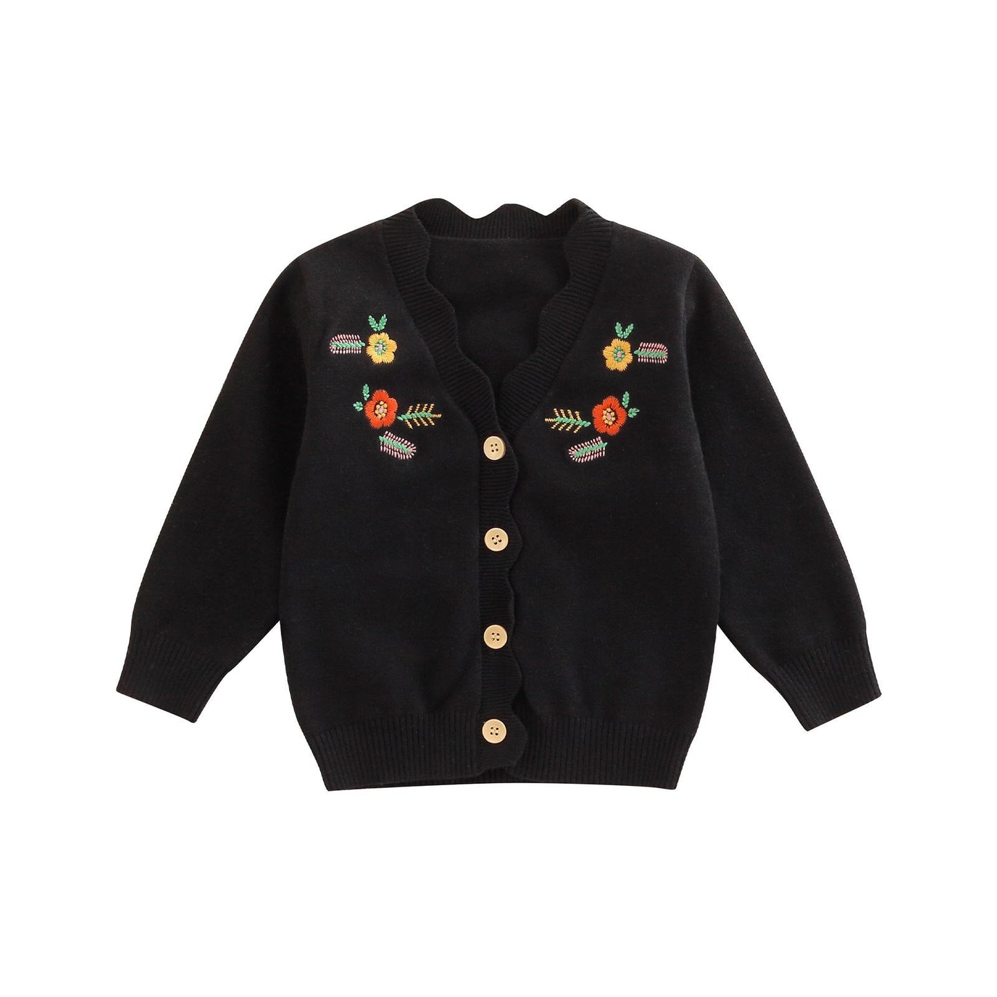 Cardigan with Flower Embroidery