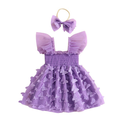 Butterfly Princess Tulle Dress and Headband for Party Summer Clothes